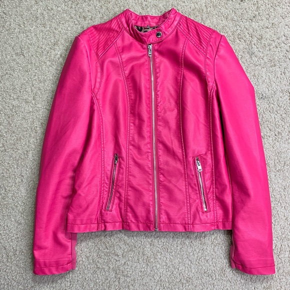 Black Rivet Jackets & Blazers - Black Rivet Pink Leather Jacket Size Small